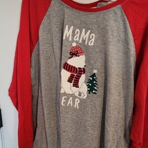 Red and Gray Mama Bear Raglan Shirt And Pants Pj Set